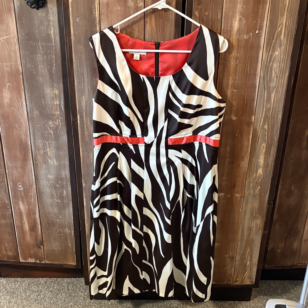 Dress Barn Zebra Print Midi Dress with Red Highlights